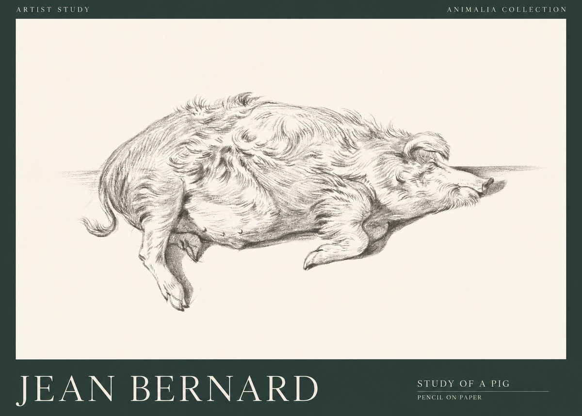 Jean Bernard Study of a Pig I No1 - Póster