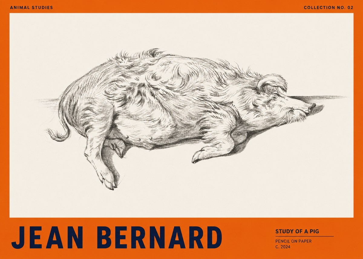 Jean Bernard Study of a Pig I No2 - Póster