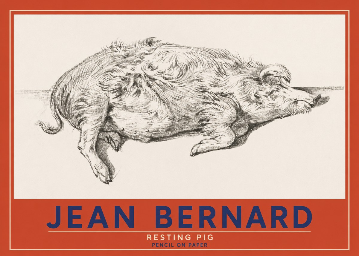 Jean Bernard Study of a Pig I No4 - Póster