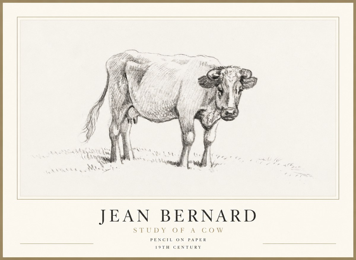 Jean Bernard Study of a Cow V No1 - Póster