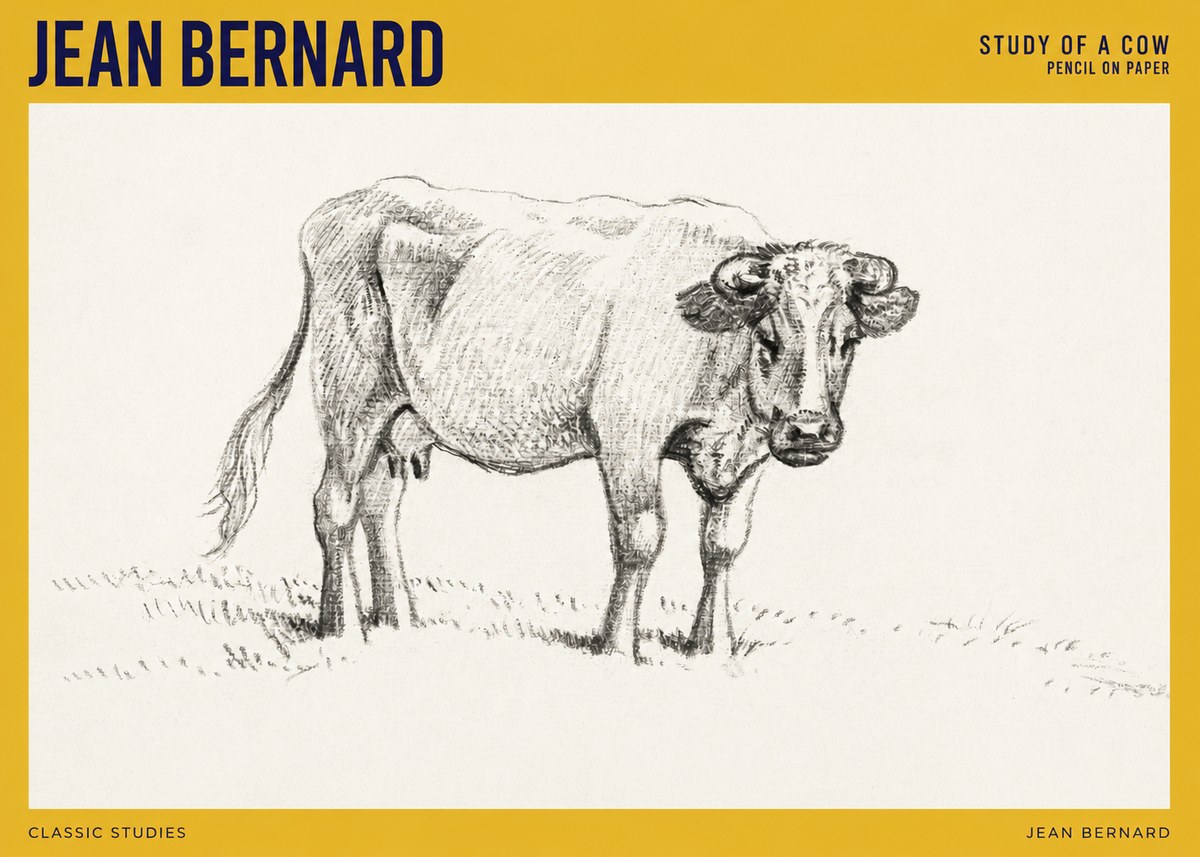 Jean Bernard Study of a Cow V No4 - Póster