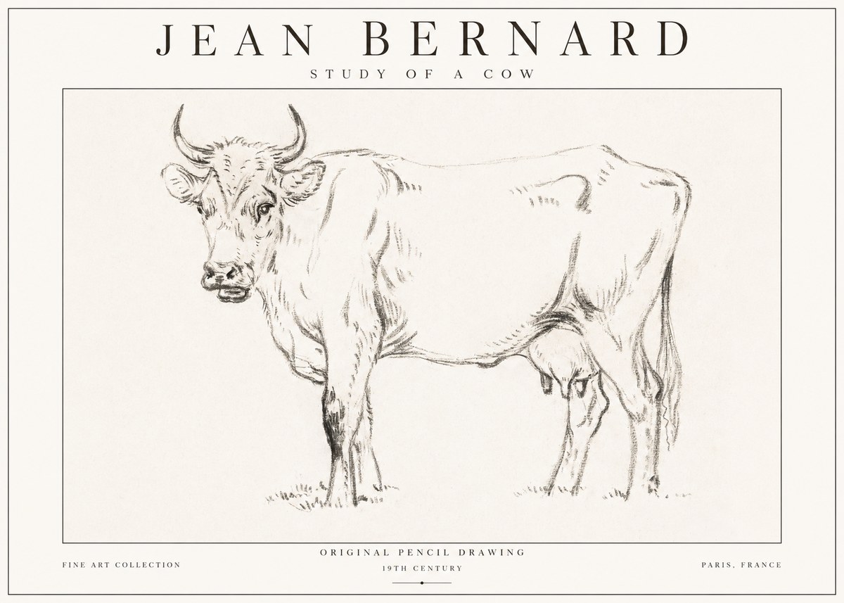 Jean Bernard Study of a Cow VI No1 - Póster