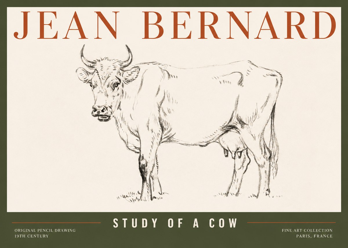 Jean Bernard Study of a Cow VI No2 - Póster