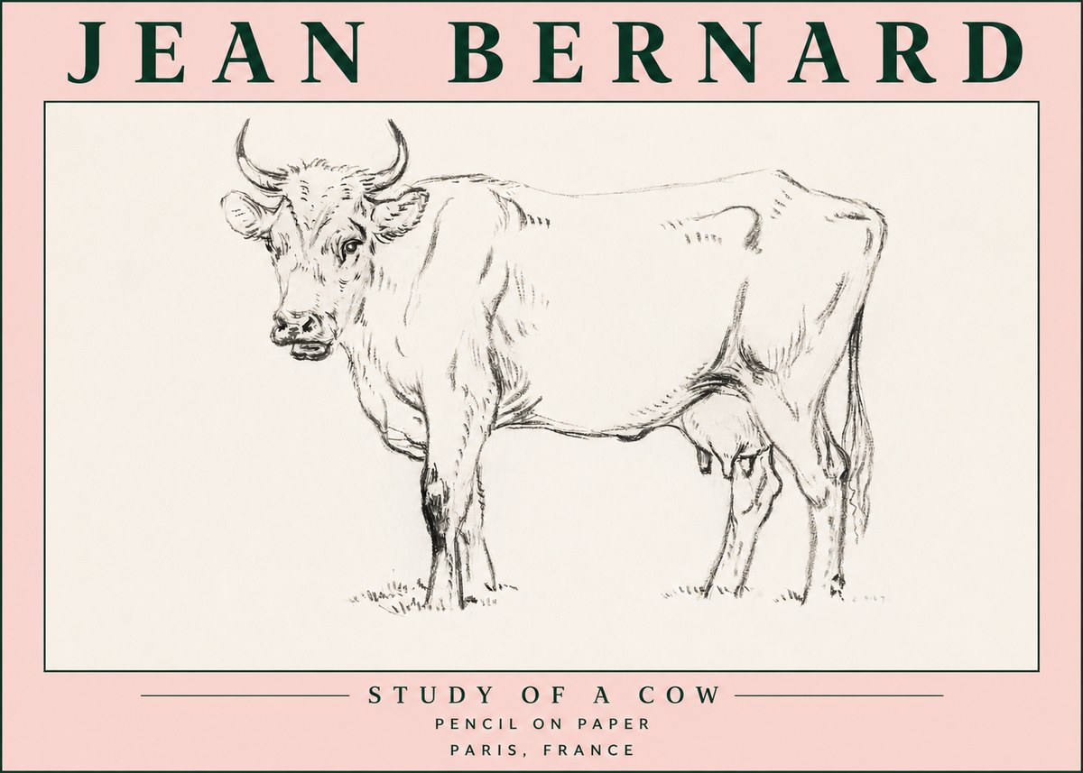Jean Bernard Study of a Cow VI No5 - Póster