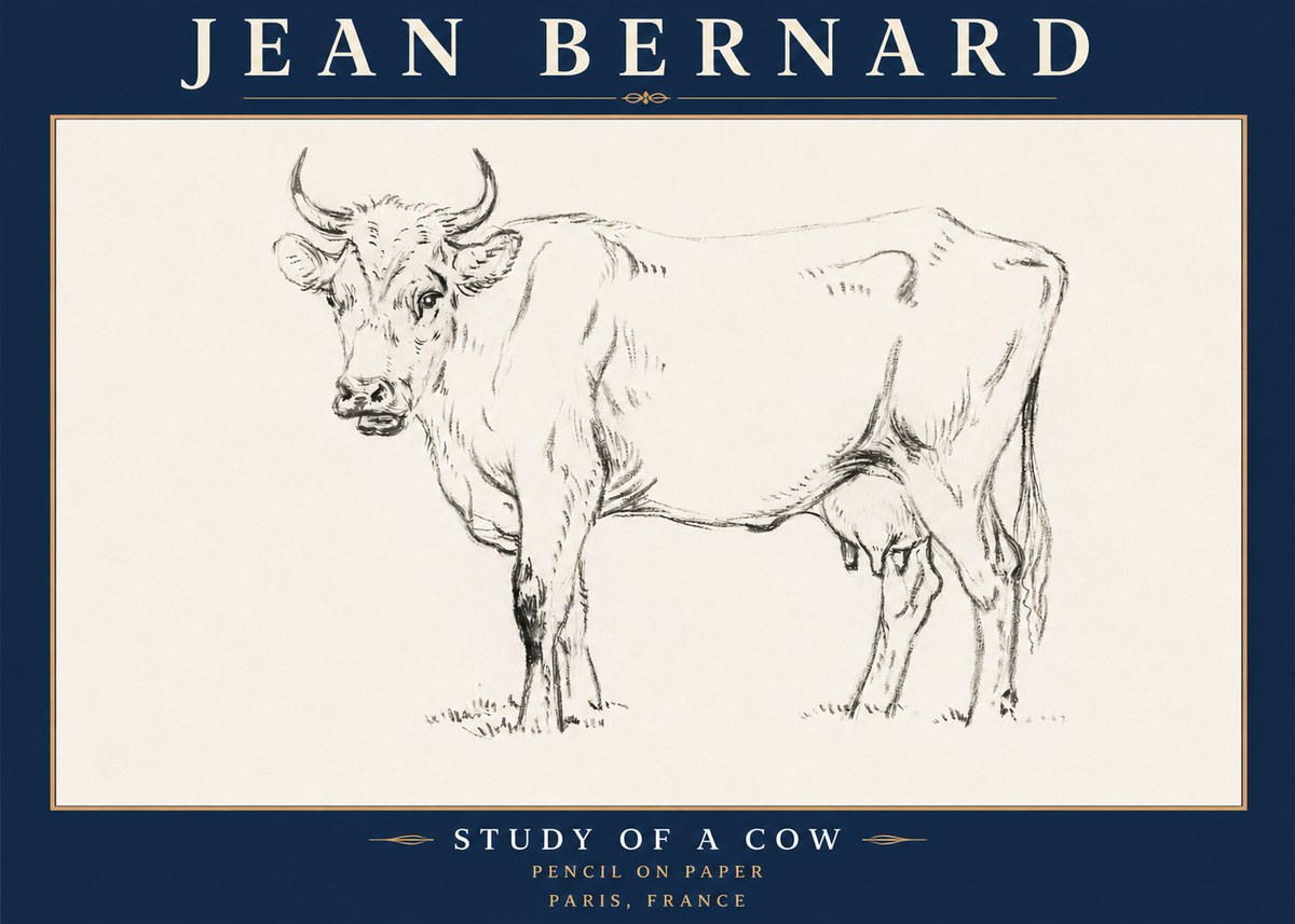 Jean Bernard Study of a Cow VI No6 - Póster
