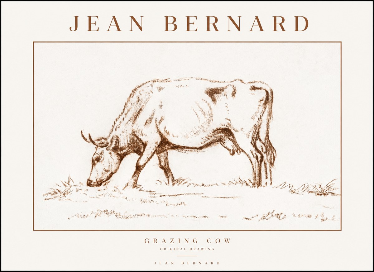 Jean Bernard Grazing Cow II No1 - Póster