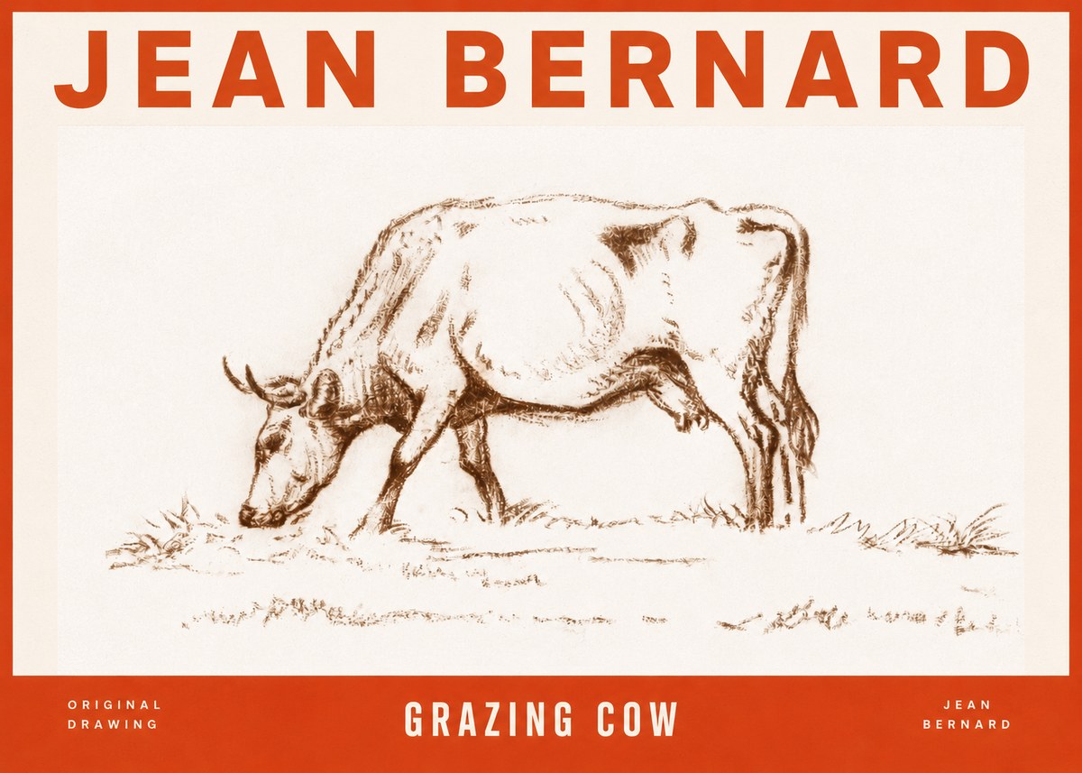 Jean Bernard Grazing Cow II No2 - Póster
