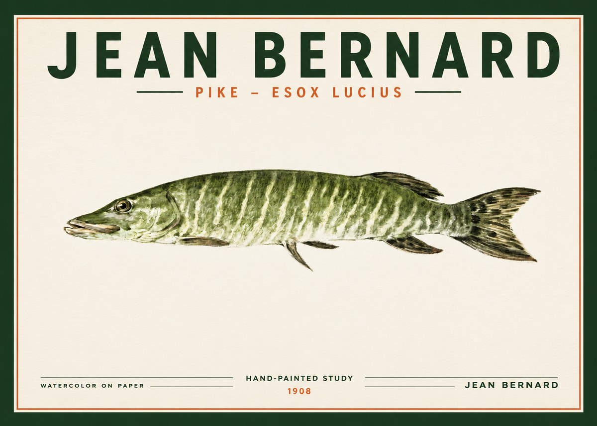 Jean Bernard Northern Pike No3 - Póster
