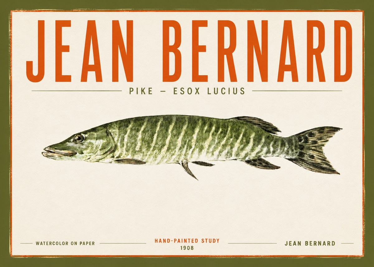 Jean Bernard Northern Pike No5 - Póster