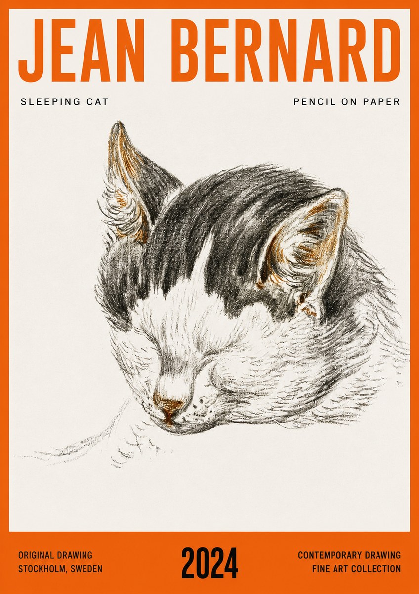 Jean Bernard Sleeping Cat V No4 - Póster