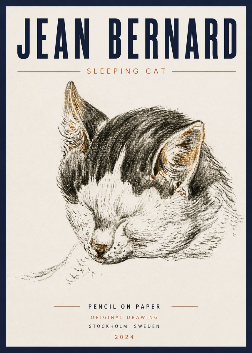 Jean Bernard Sleeping Cat V No5 - Póster