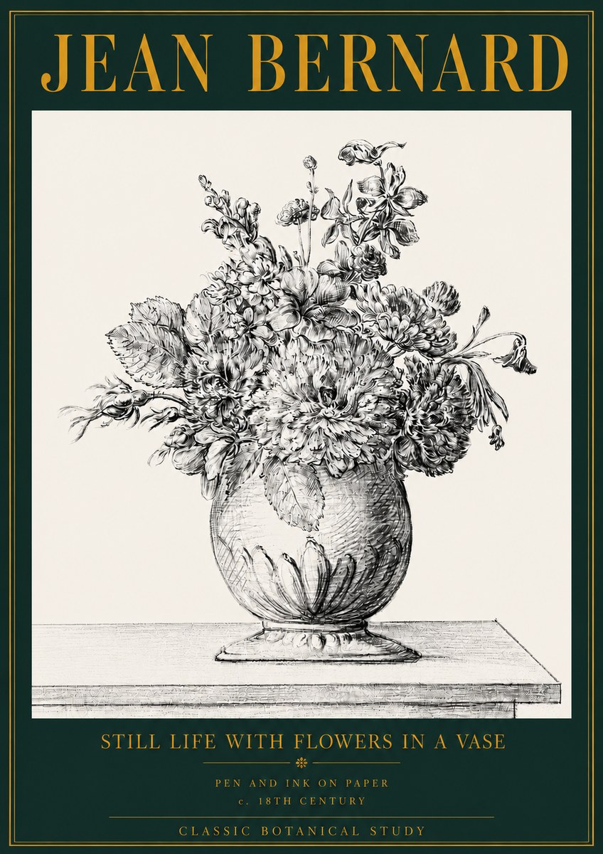 Jean Bernard Floral Composition in a Vase No4 - Póster