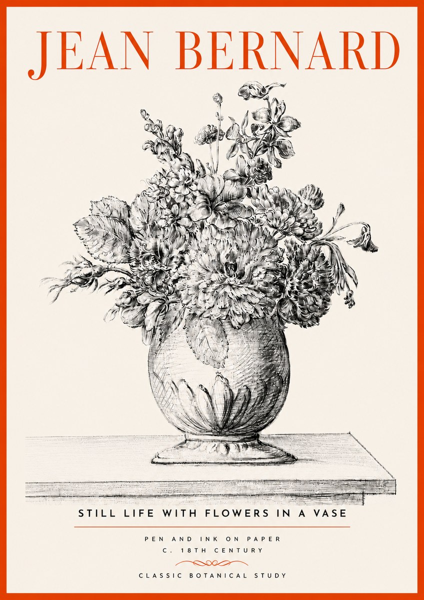 Jean Bernard Floral Composition in a Vase No5 - Póster