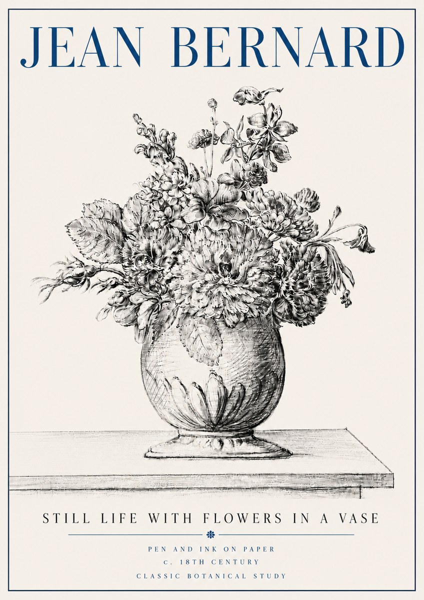 Jean Bernard Floral Composition in a Vase No6 - Póster