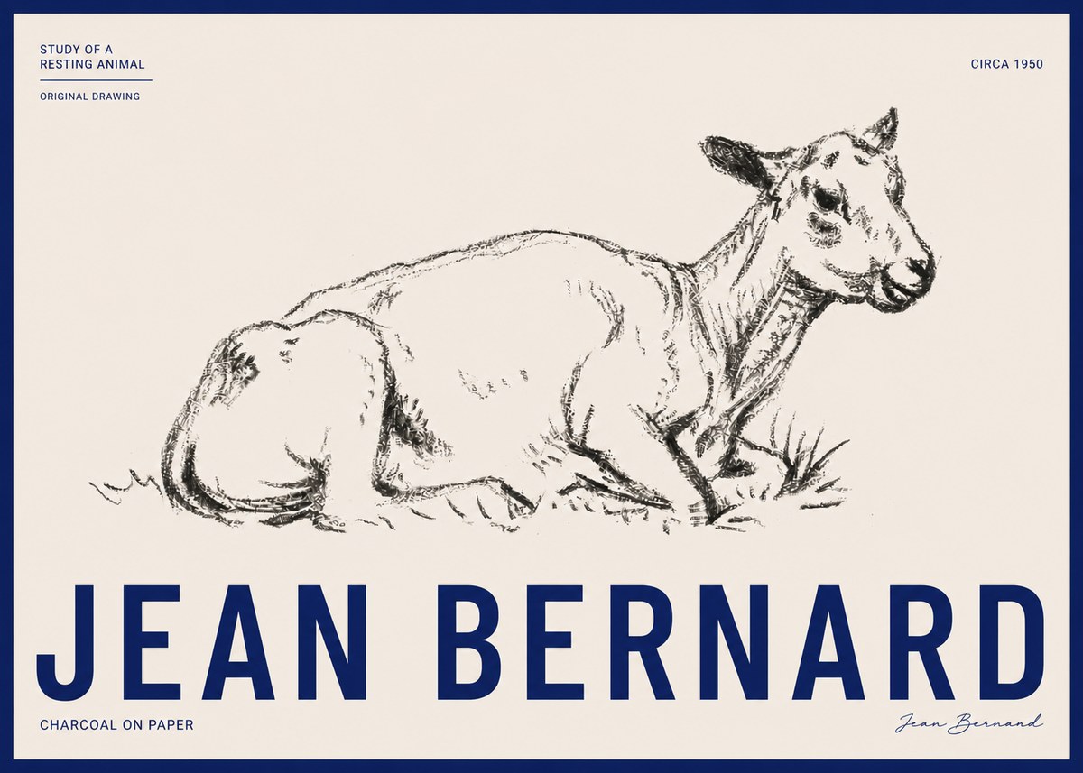 Jean Bernard Study of a Resting Animal No3 - Póster