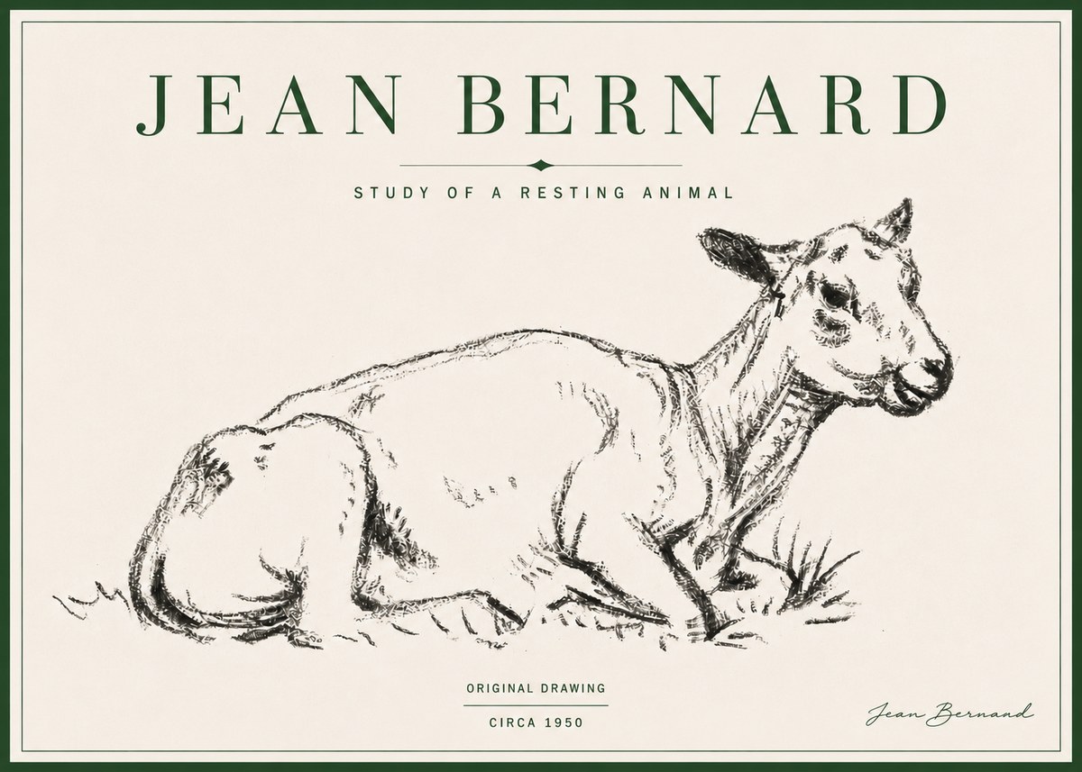 Jean Bernard Study of a Resting Animal No4 - Póster
