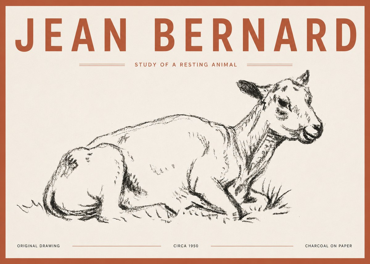 Jean Bernard Study of a Resting Animal No5 - Póster