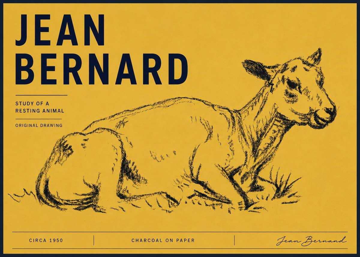 Jean Bernard Study of a Resting Animal No6 - Póster