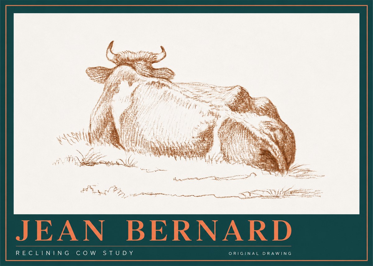 Jean Bernard Reclining Cow Study No2 - Póster