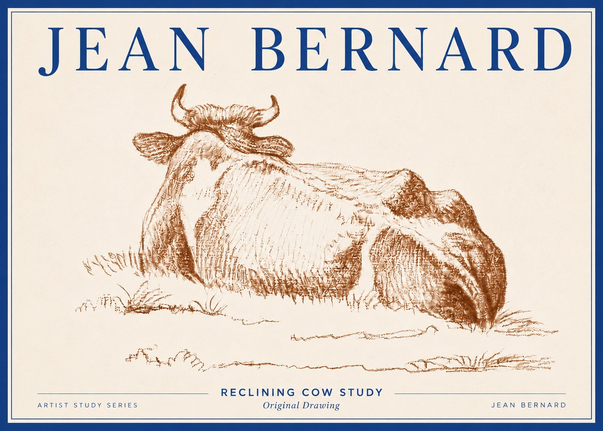 Jean Bernard Reclining Cow Study No6 - Póster