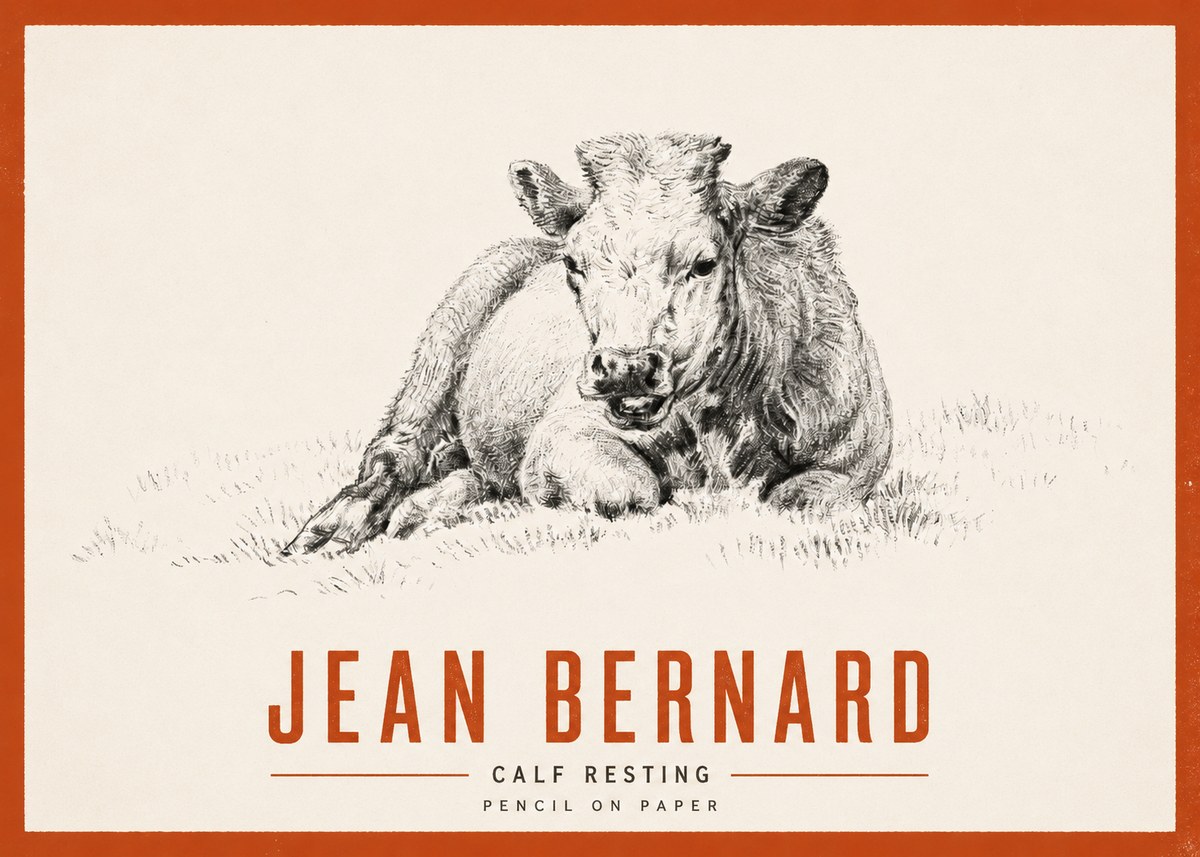 Jean Bernard Calf Resting No2 - Póster