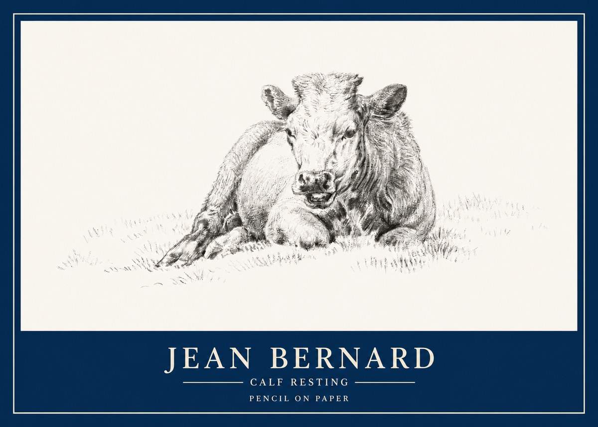 Jean Bernard Calf Resting No3 - Póster
