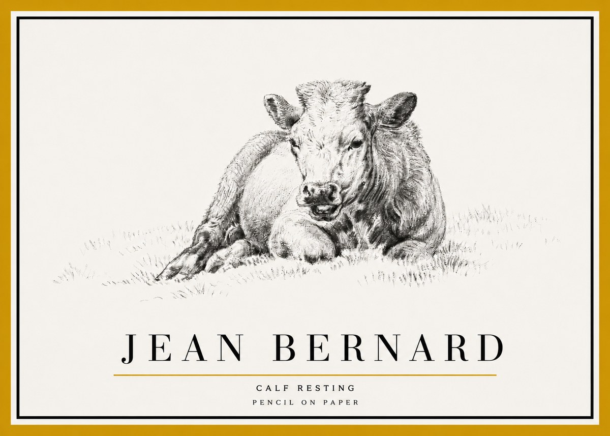Jean Bernard Calf Resting No5 - Póster