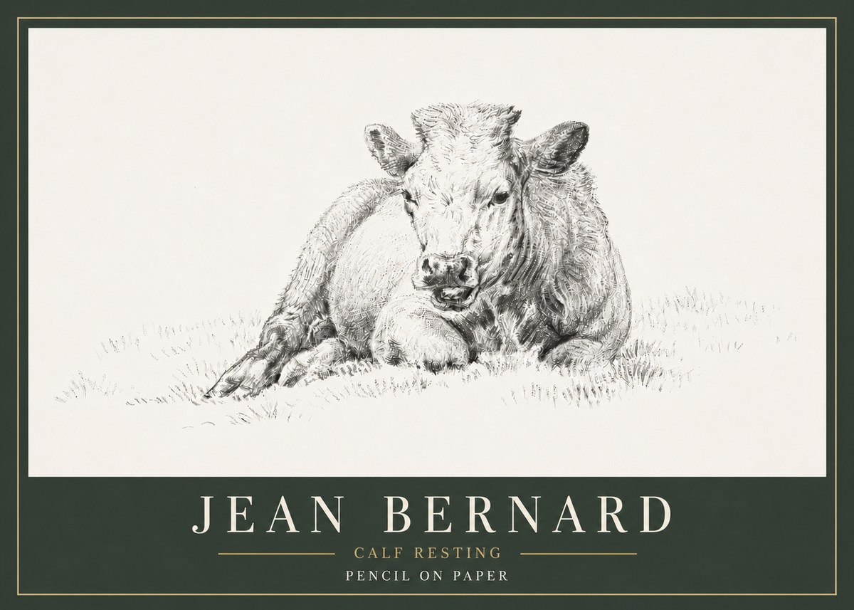 Jean Bernard Calf Resting No6 - Póster
