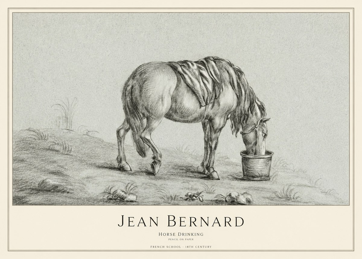 Jean Bernard Horse Drinking No1 - Póster