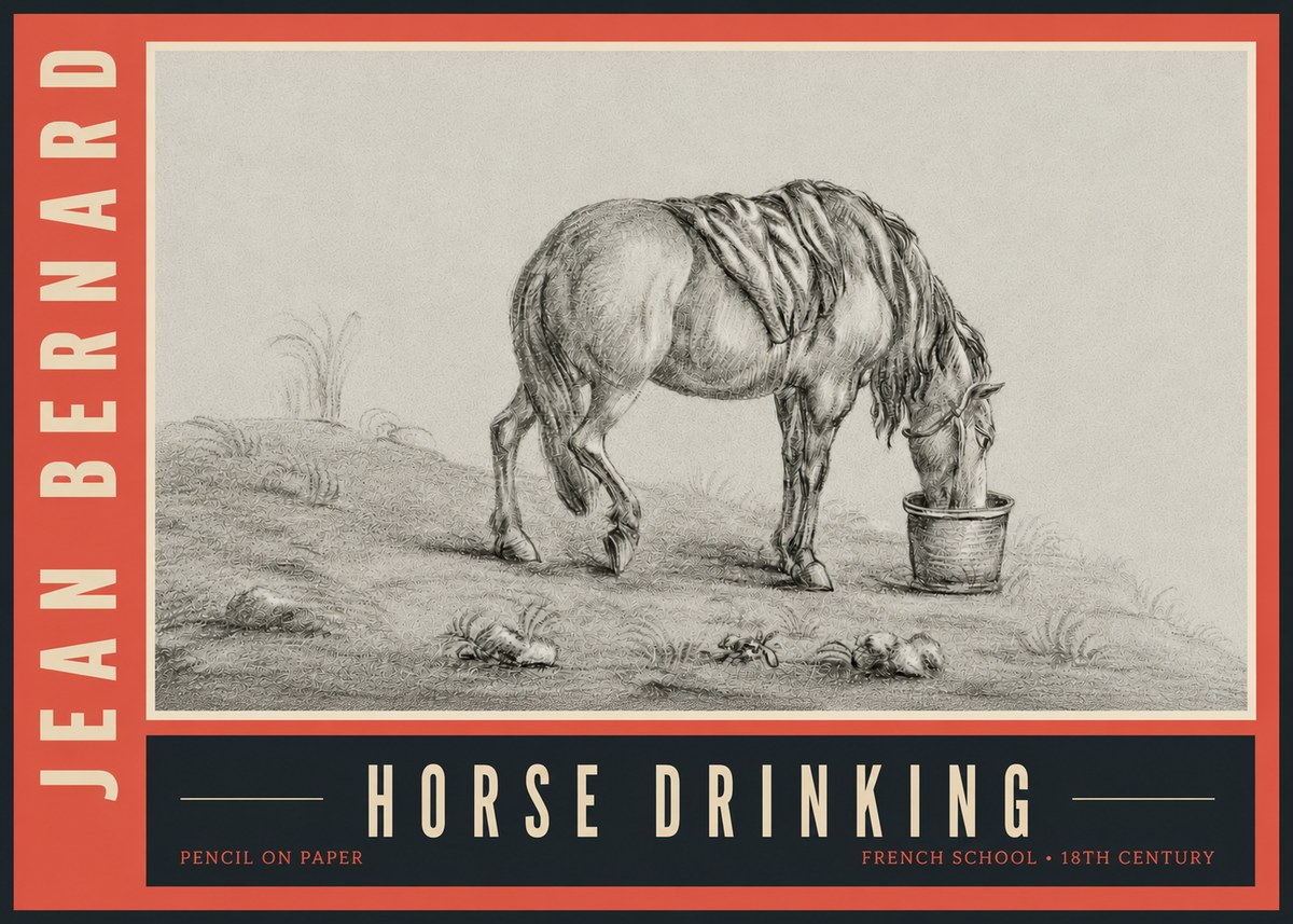 Jean Bernard Horse Drinking No5 - Póster