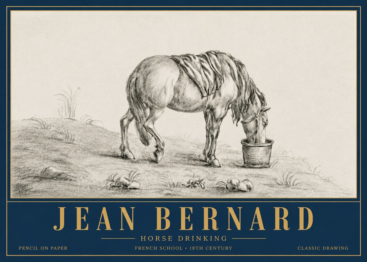 Jean Bernard Horse Drinking No6 - Póster