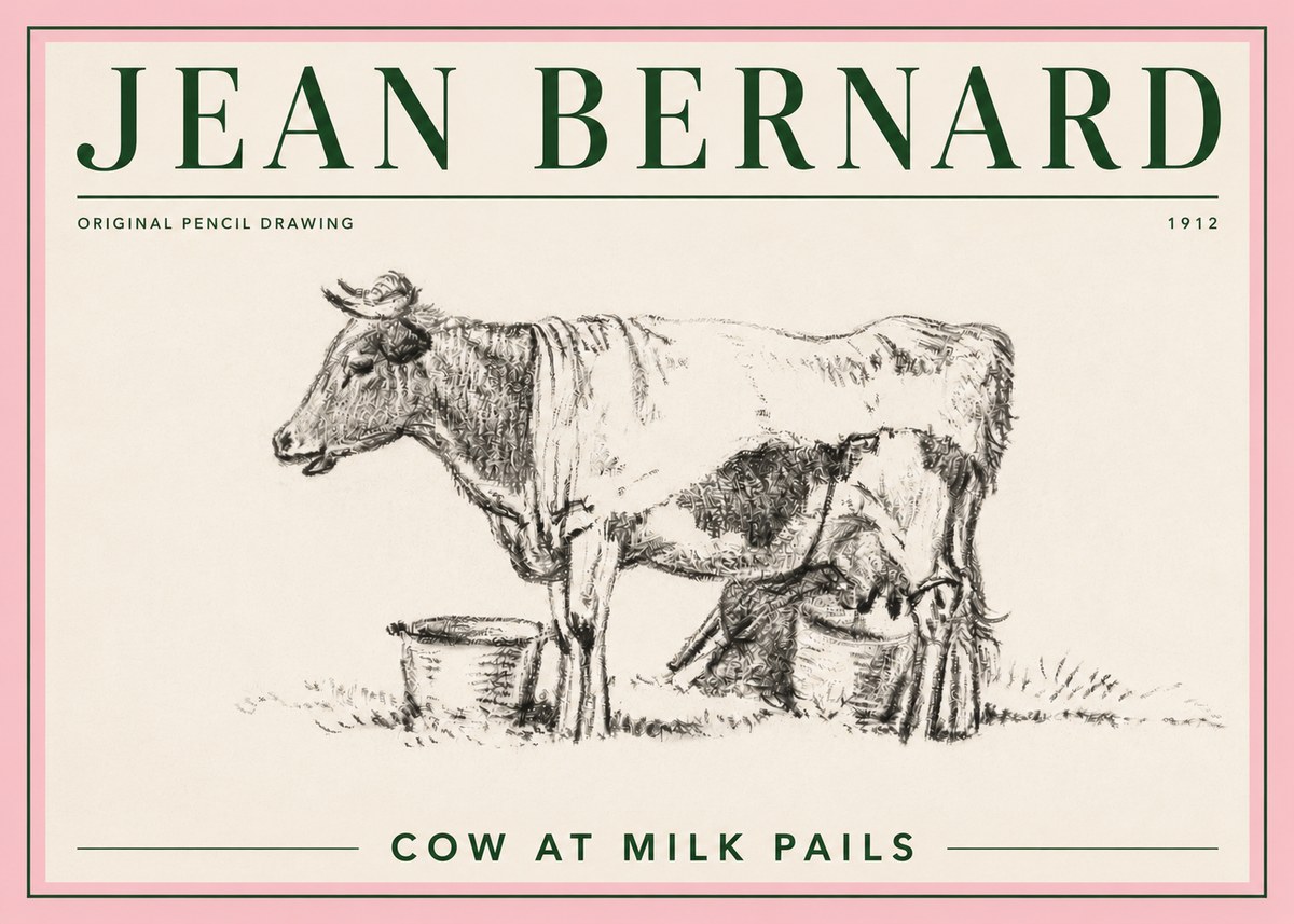 Jean Bernard Cow at Milk Pails No4 - Póster