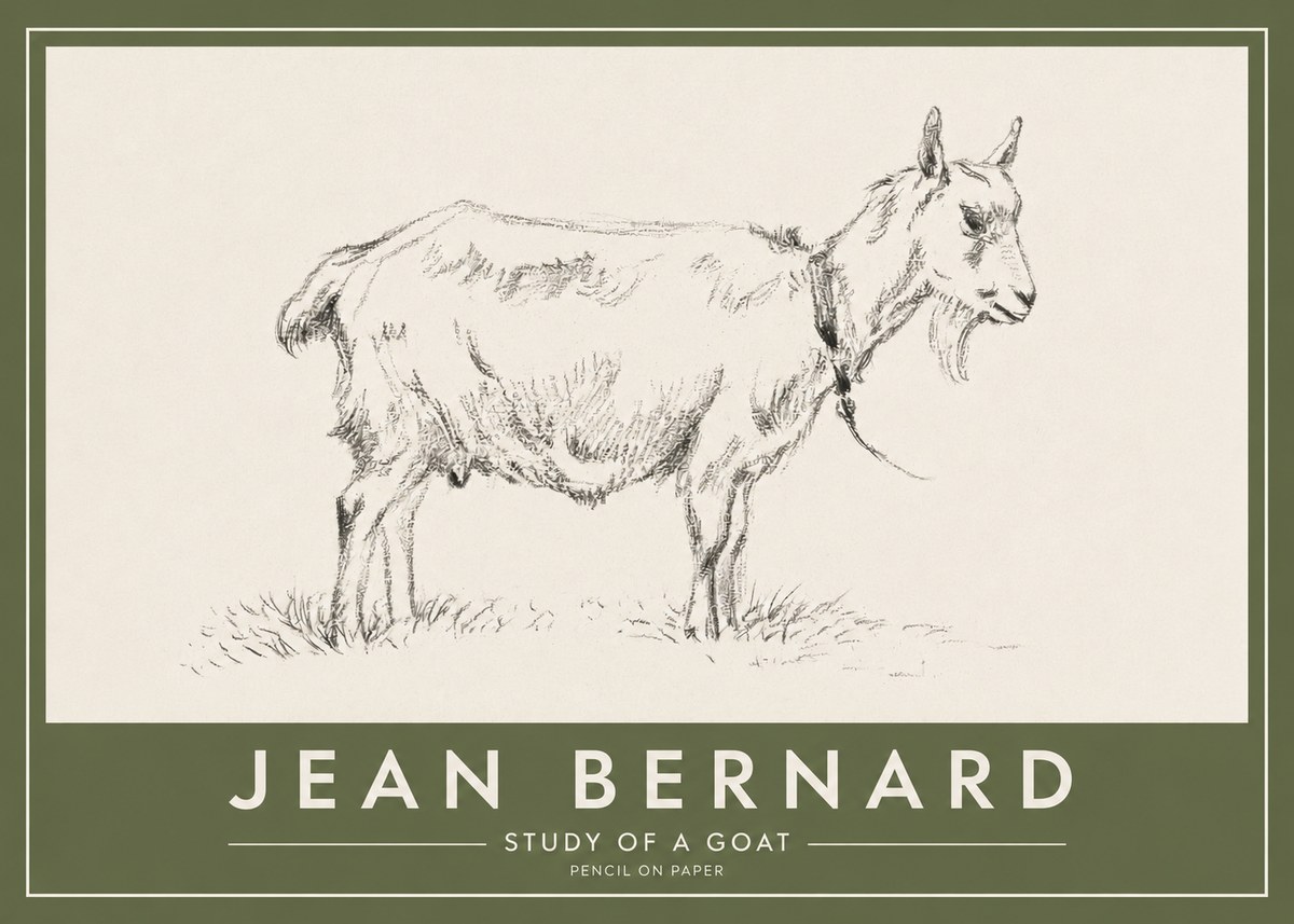 Jean Bernard Study of a Goat III No2 - Póster