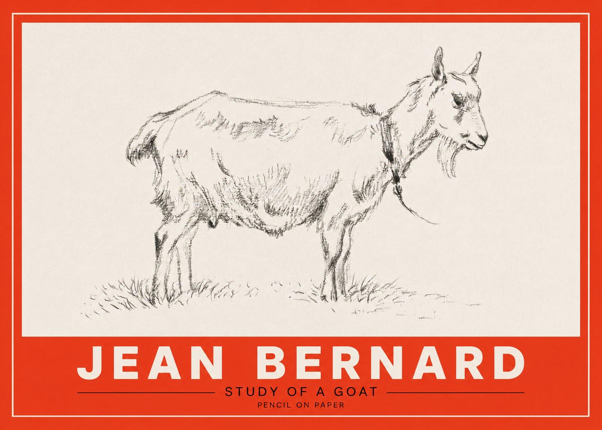 Jean Bernard Study of a Goat III No3 - Póster
