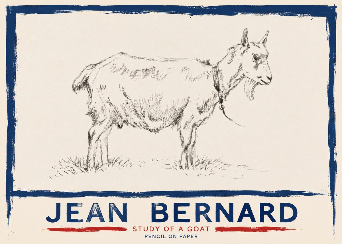 Jean Bernard Study of a Goat III No4 - Póster