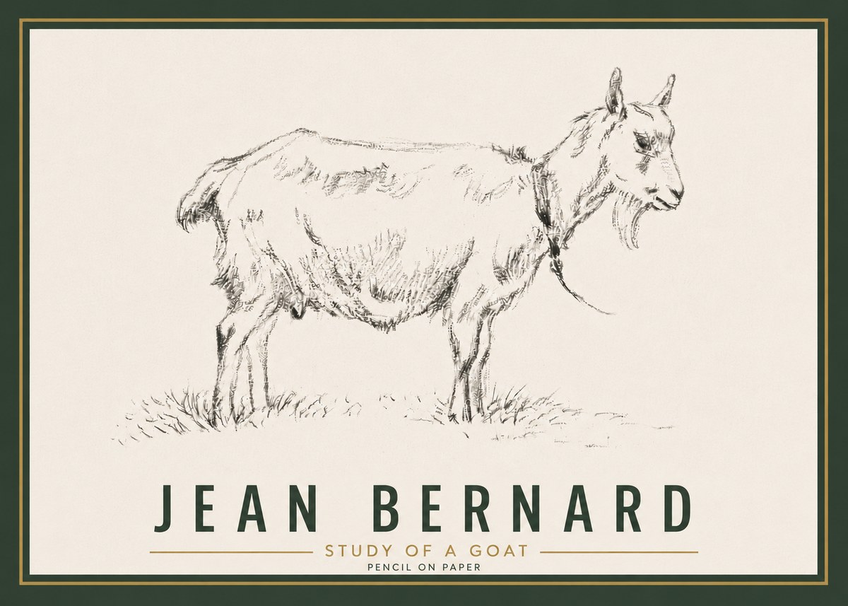 Jean Bernard Study of a Goat III No6 - Póster