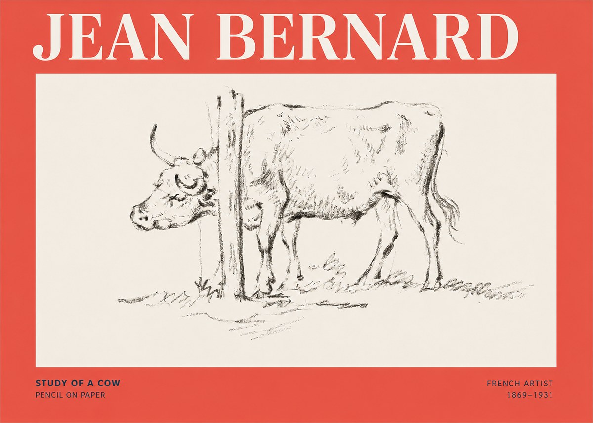 Jean Bernard Study of a Cow VII No5 - Póster