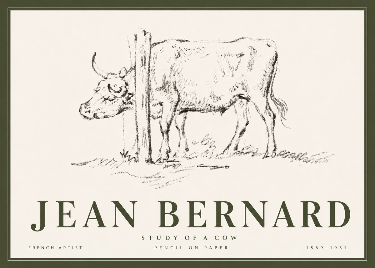 Jean Bernard Study of a Cow VII No6 - Póster