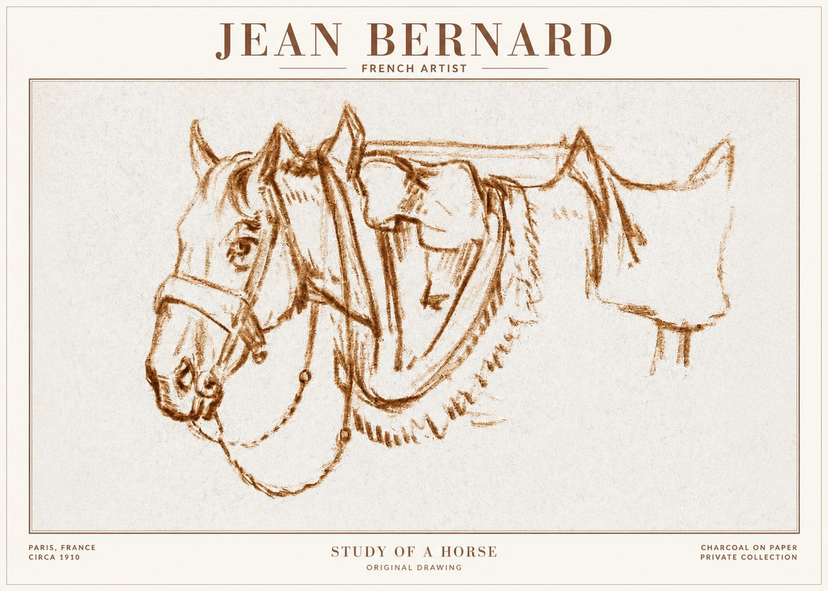 Jean Bernard Study of a Horse VII No1 - Póster
