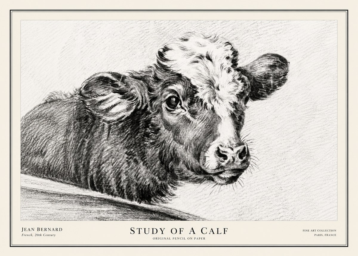 Jean Bernard Study of a Calf II No3 - Póster