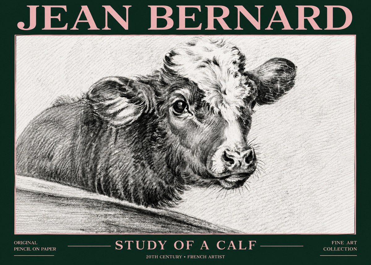Jean Bernard Study of a Calf II No6 - Póster