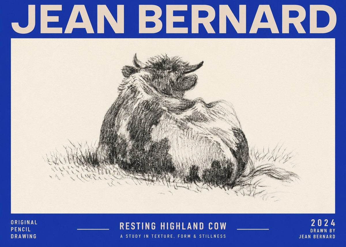 Jean Bernard Resting Highland Cow No2 - Póster