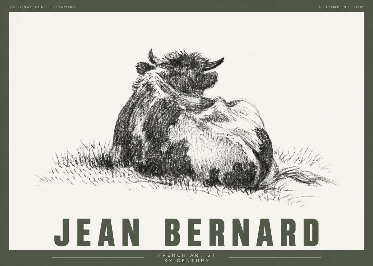 Jean Bernard Resting Highland Cow No4 - Póster