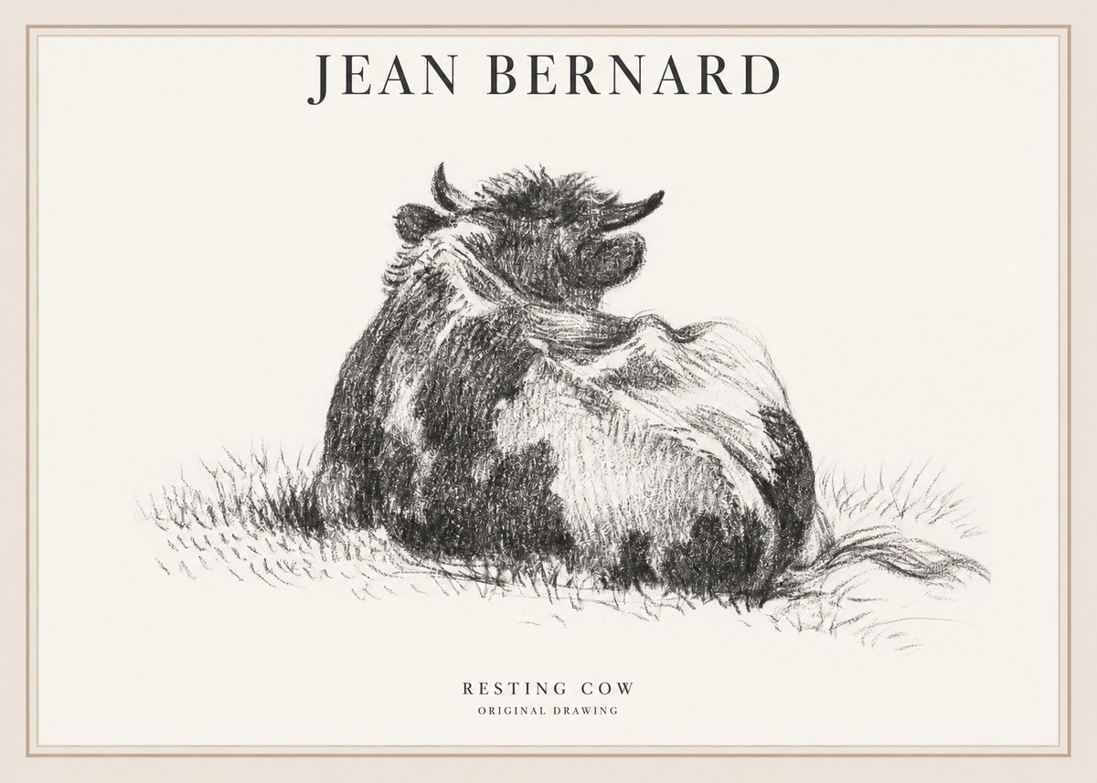 Jean Bernard Resting Highland Cow No6 - Póster