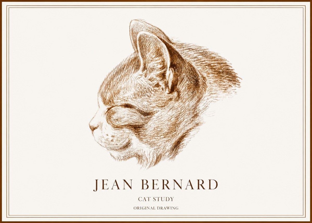 Jean Bernard Cat Study VI No1 - Póster