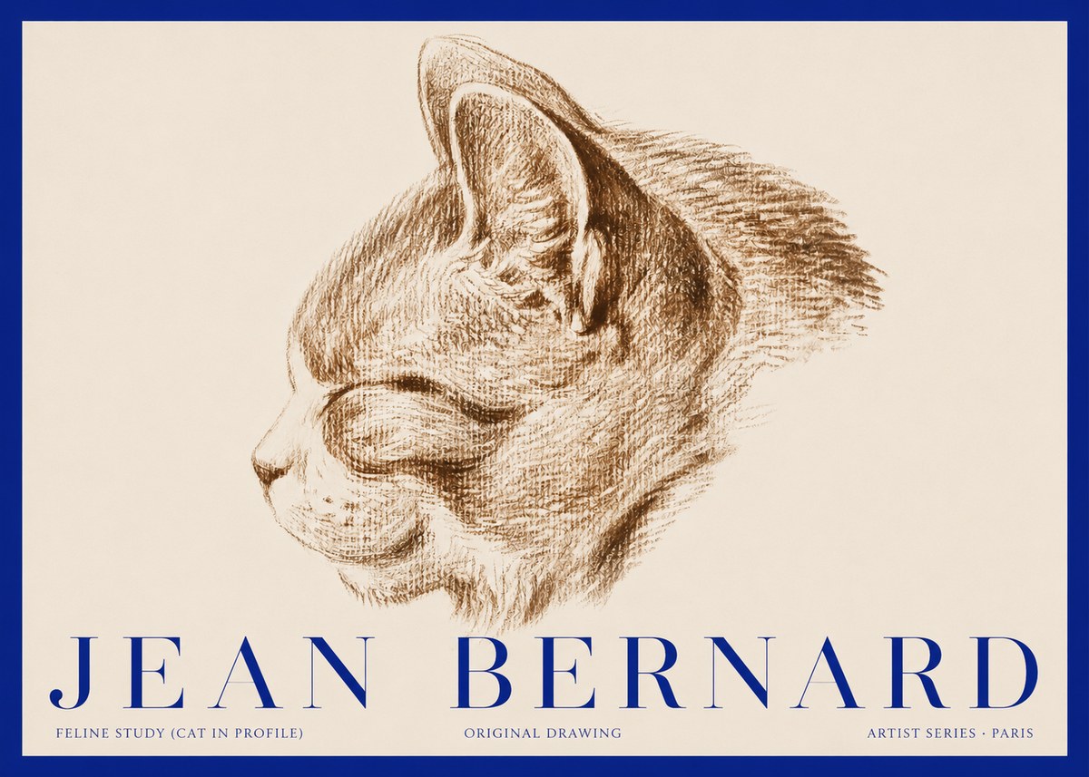Jean Bernard Cat Study VI No3 - Póster