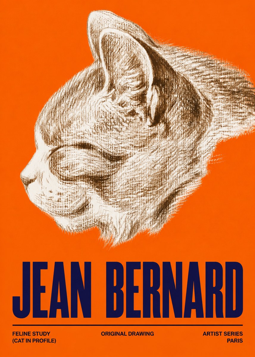 Jean Bernard Cat Study VI No5 - Póster