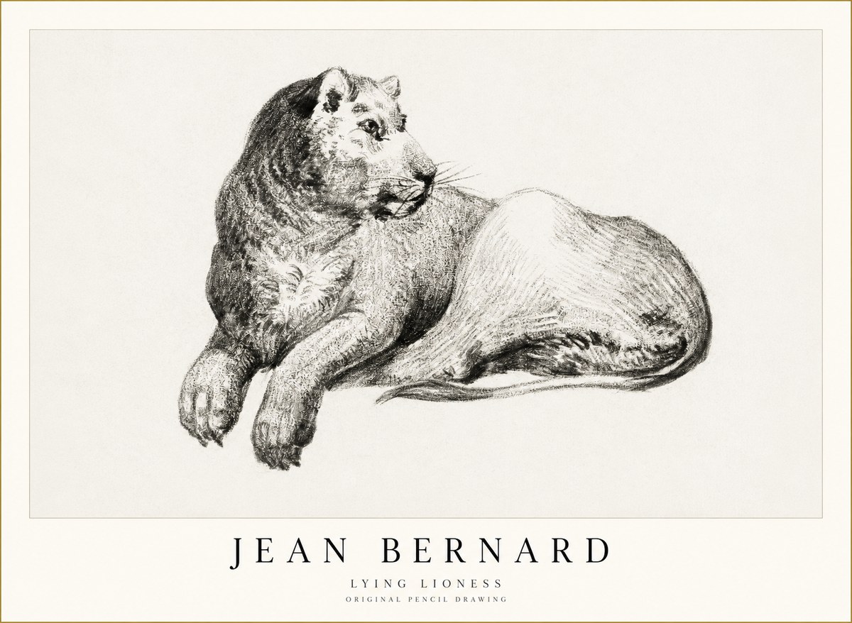 Jean Bernard Lying Lioness No1 - Póster