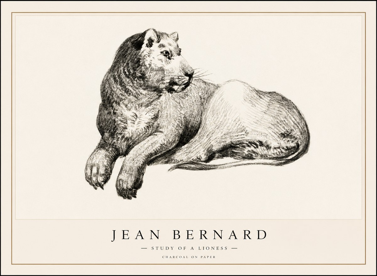 Jean Bernard Lying Lioness No2 - Póster