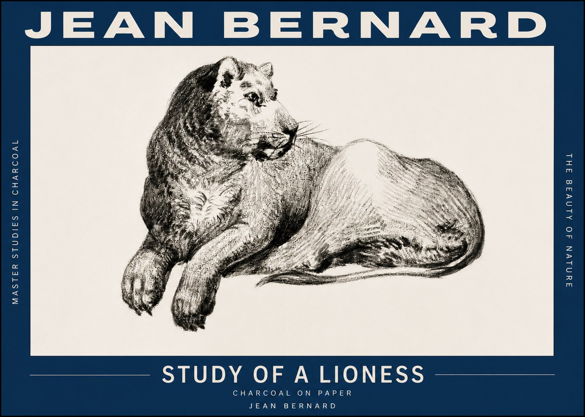 Jean Bernard Lying Lioness No3 - Póster